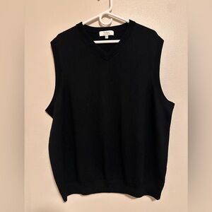 Turnbury Sweater Vest Men 100% Extra Fine Merino Wool Black